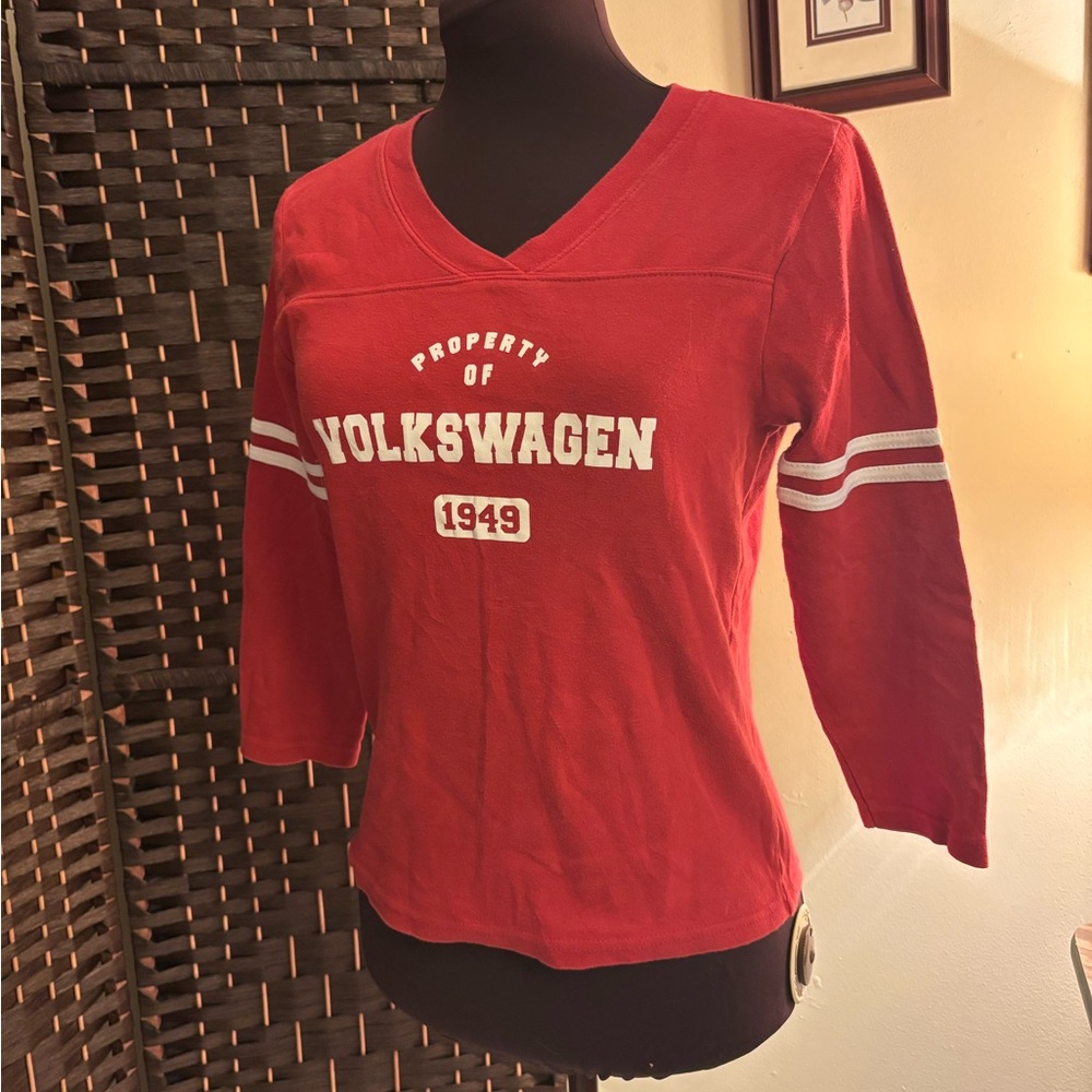 Vintage Women's Red Midi sleeve shirt